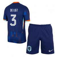 Camiseta Países Bajos Matthijs de Ligt #3 Visitante Equipación para niños Eurocopa 2024 manga corta (+ pantalones cortos)